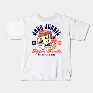 Java Junkie - Coffee Addict - Sipping Sanity One Cup At A Time Kids T-Shirt